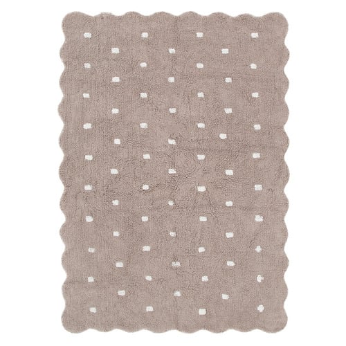 Beige Scalloped Mushroom Mellow Rectangular Rug
