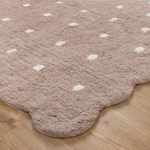 Beige Scalloped Mushroom Mellow Rectangular Rug