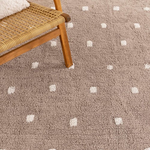 Beige Scalloped Mushroom Mellow Rectangular Rug