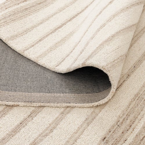 Ivory Beige Stripes Praia Hand-Tufted Wool Rug