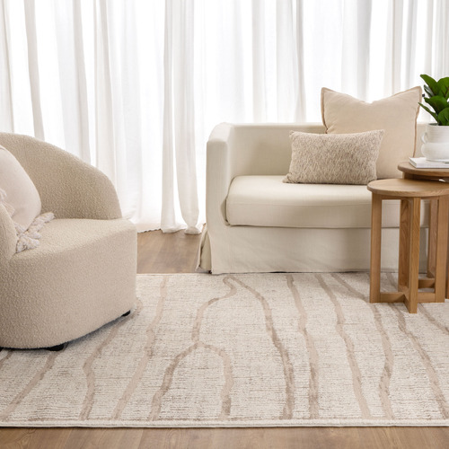 Lifestyle Floors Ivory Bedrock Abstract Rug | Temple & Webster