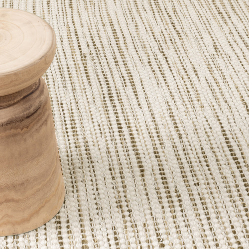 Ivory & Olive Green Skandi Hand-Woven Wool Rug