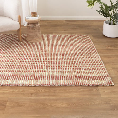 Copper & Beige Skandi Hand-Woven Wool-Blend Rug