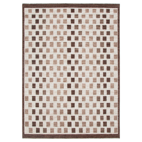 Ivory & Brown Vernon Checkered Rug