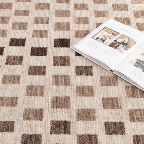 Ivory & Brown Vernon Checkered Rug