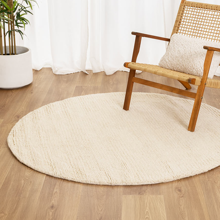 Ivory Camia Hand-Loomed Wool Round Rug