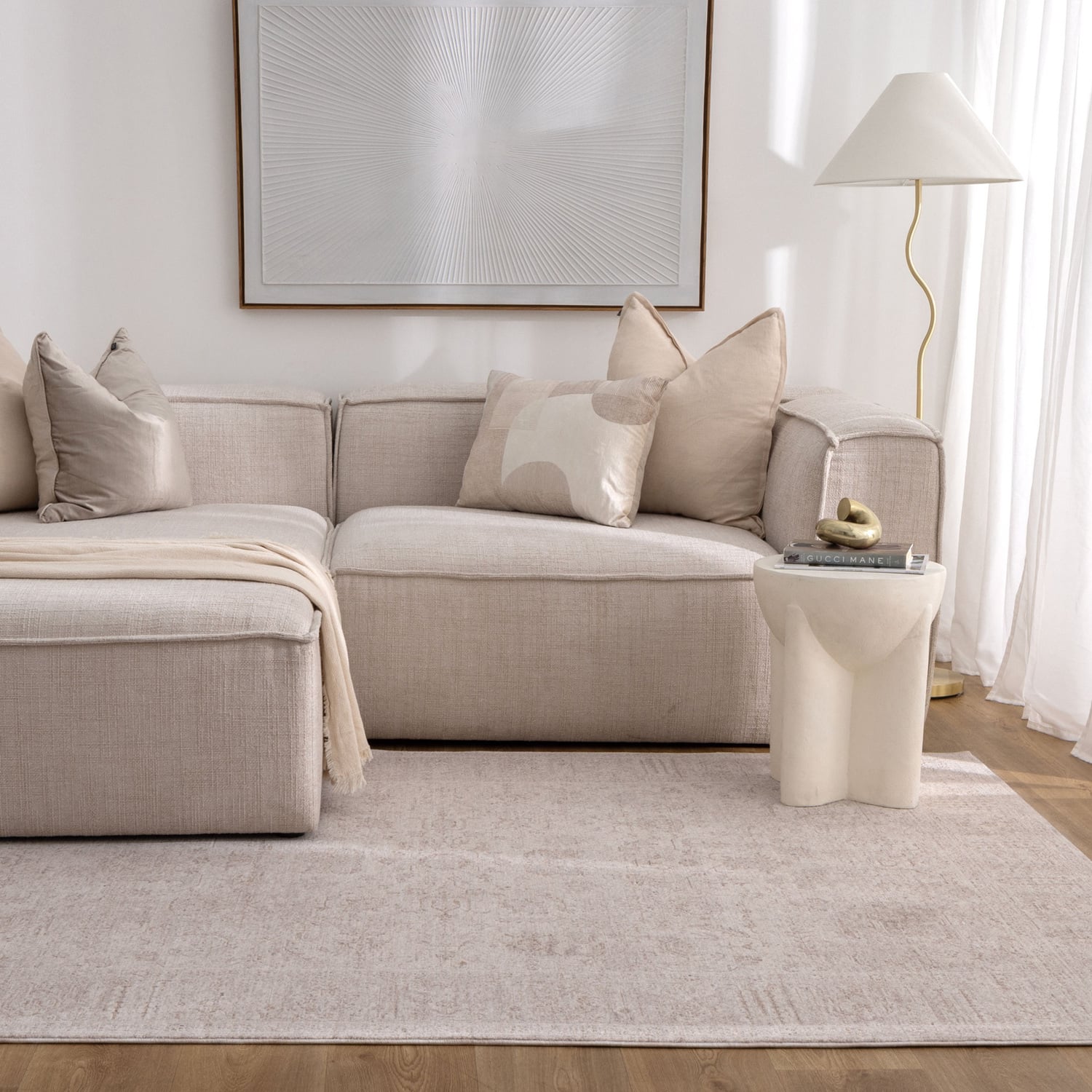Heritage-Monochrome-Distressed-Border-Rug