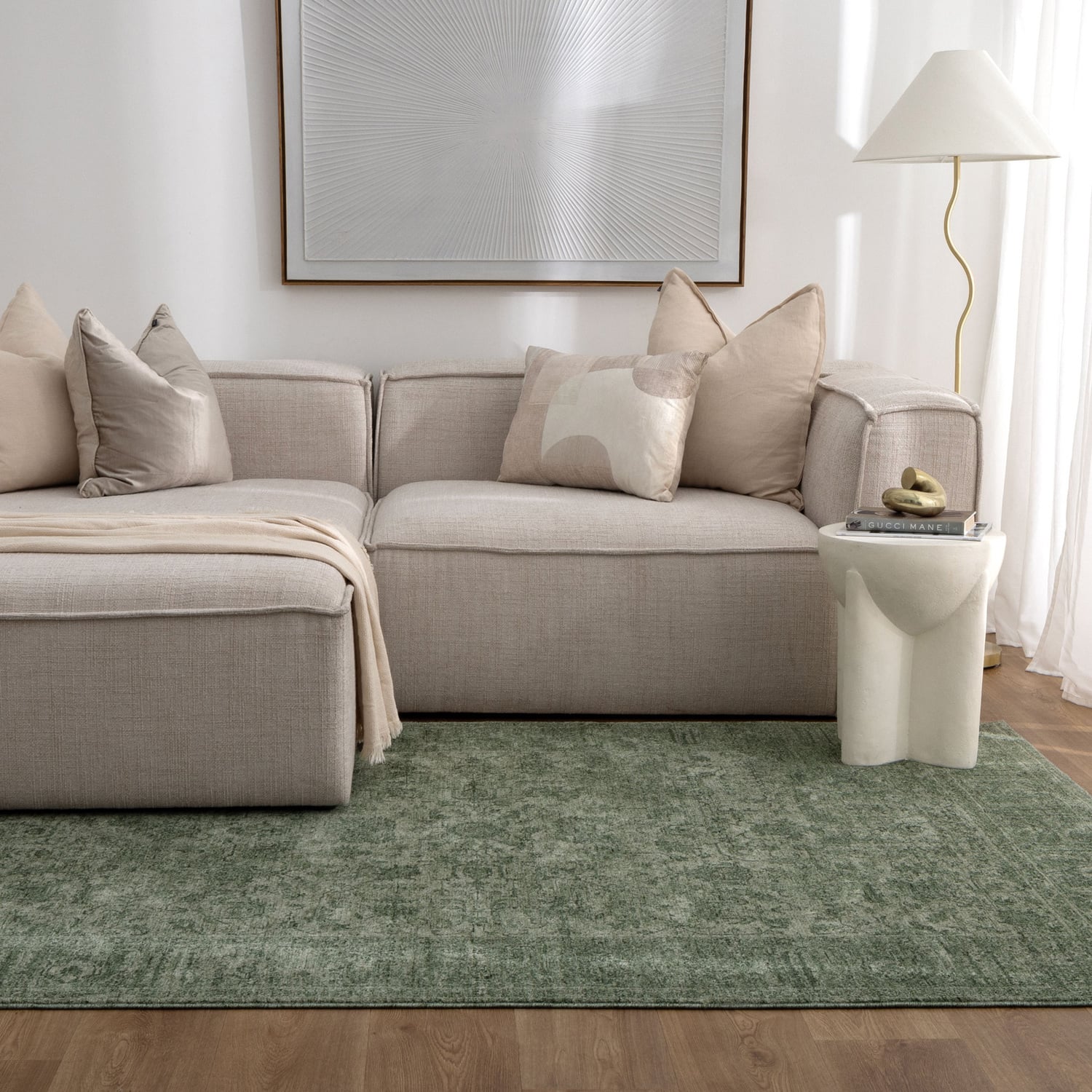 Heritage-Monochrome-Distressed-Border-Rug