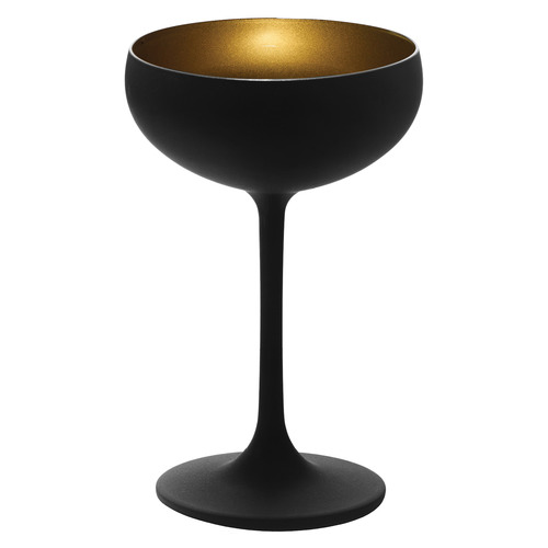 Matte Black & Gold Stolzle Olympic 230ml Champagne Coupe Glass