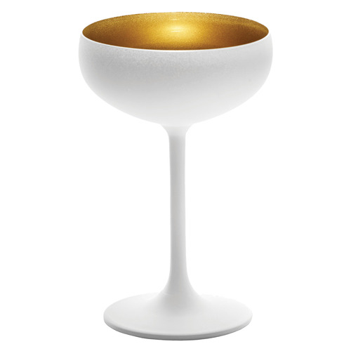 Matte White & Gold Stolzle Olympic 230ml Champagne Coupe Glass