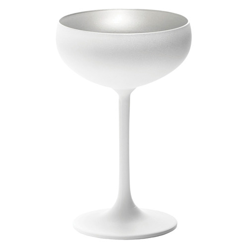 Matte White & Silver Stolzle Olympic 230ml Champagne Coupe Glass