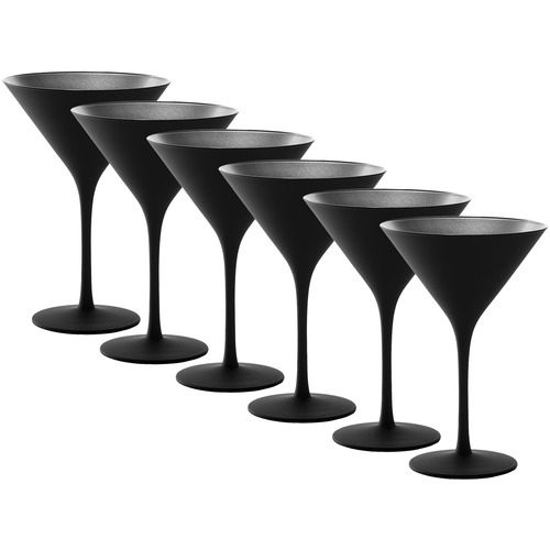 Matte Black & Silver Stolzle Olympic 240ml Cocktail Glass