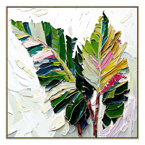 Rainbow Palms Oak Framed Canvas