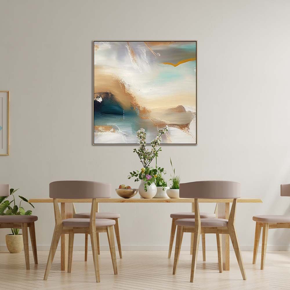 Coastal Calm Oak Framed Canvas Wall Art