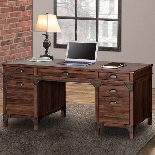 Corner Office Dark Timber Morrison Executive Desk | Temple & Webster