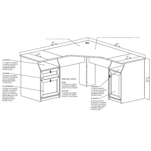 Grey Oak & White Bronville Large L-Desk