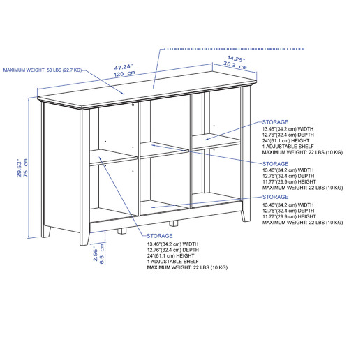 Grey Oak & White Bronville 6 Cubic Organizer