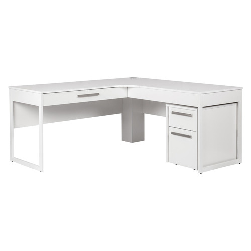 Corner Office Andy LShaped Desk with Mobile Pedestal Temple & ster