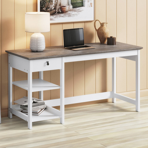 Corner Office Grey & White Bronville Writing Desk | Temple & Webster