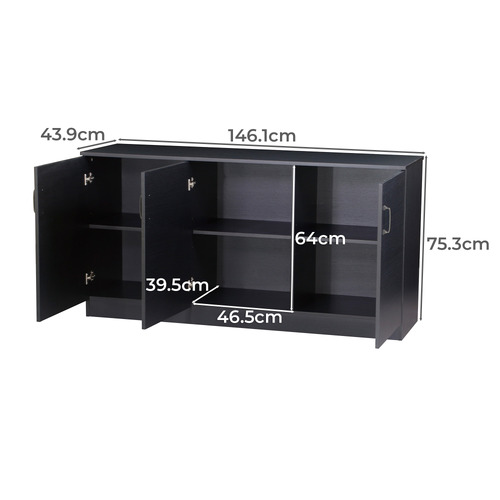 Black Helena 3 Door Sideboard Buffet