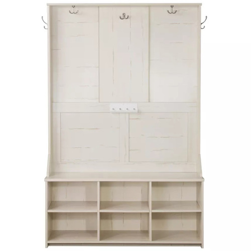 Antique White Aster 6 Shelf Hall Tree