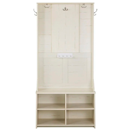 Antique White Aster 4 Shelf Hall Tree