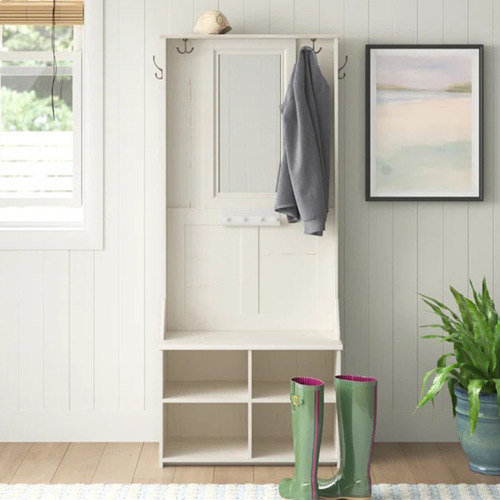 Corner Office Antique White Aster Shelf Hall Tree Temple Webster