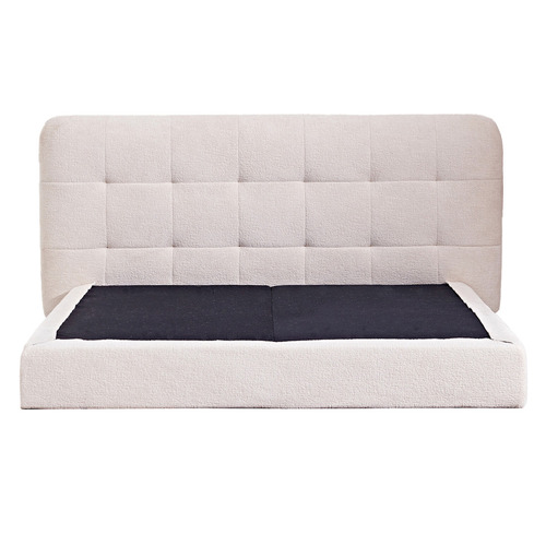 Beige Alwen Boucle High Density Foam Queen Bed Frame
