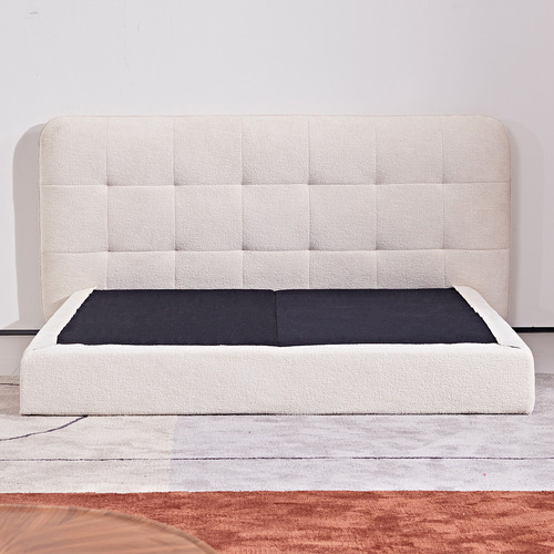 Beige Alwen Boucle High Density Foam Queen Bed Frame