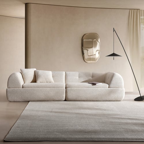 Beige Sarah 4 Seater Boucle Sofa
