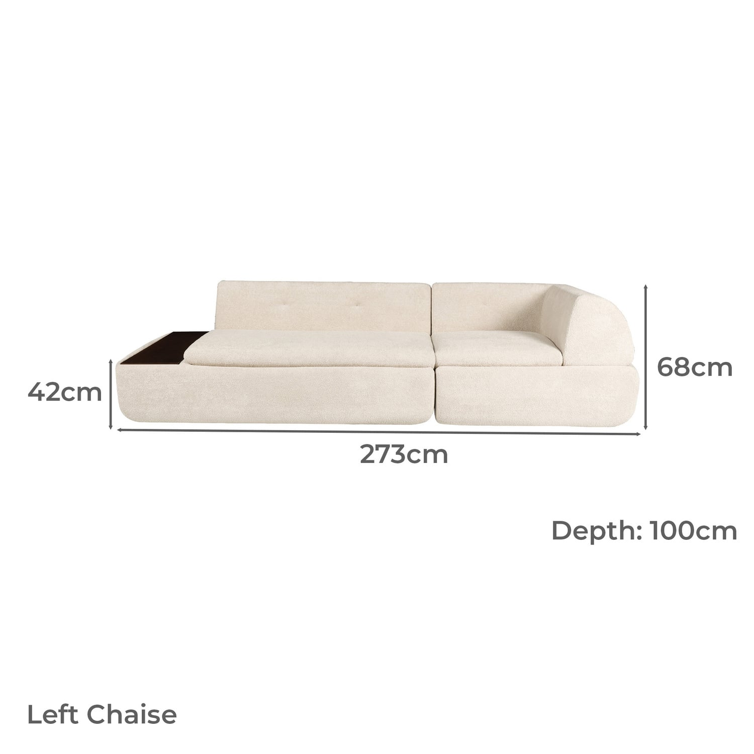 Layra 3 Seater Boucle Semi-Compressed Modular Sofa with Chaise