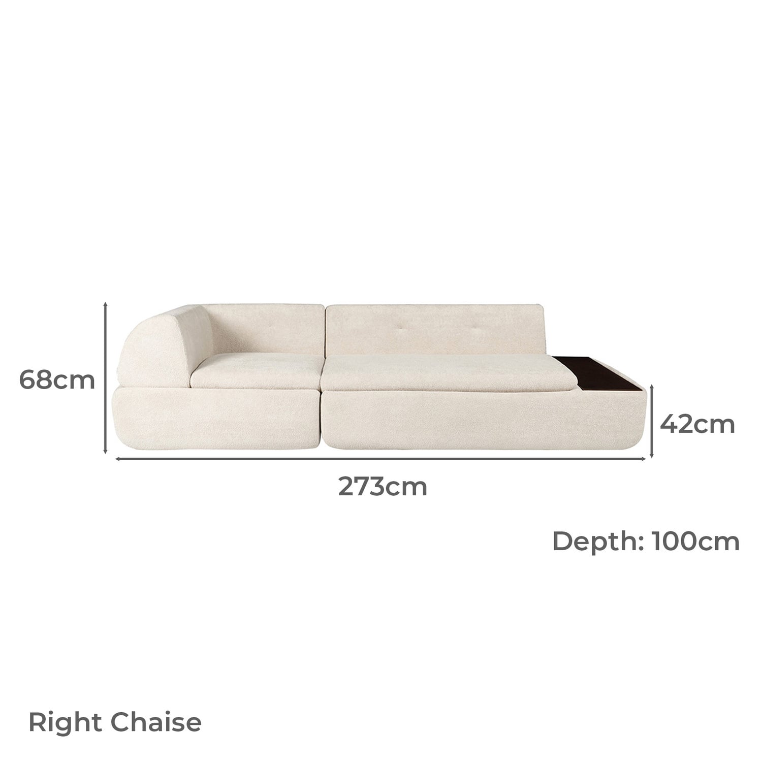 Layra 3 Seater Boucle Semi-Compressed Modular Sofa with Chaise