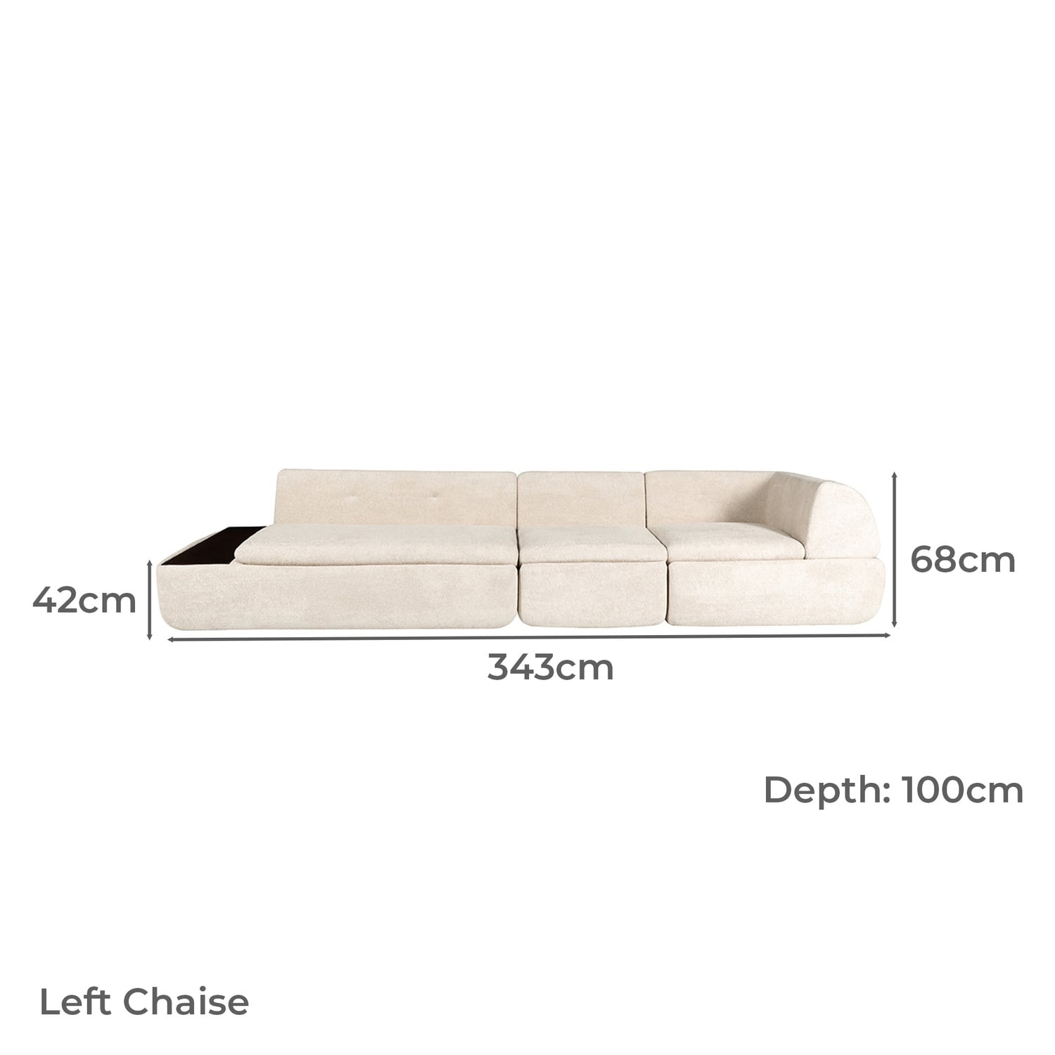 Layra 4 Seater Boucle Compressed Modular Sofa with Chaise