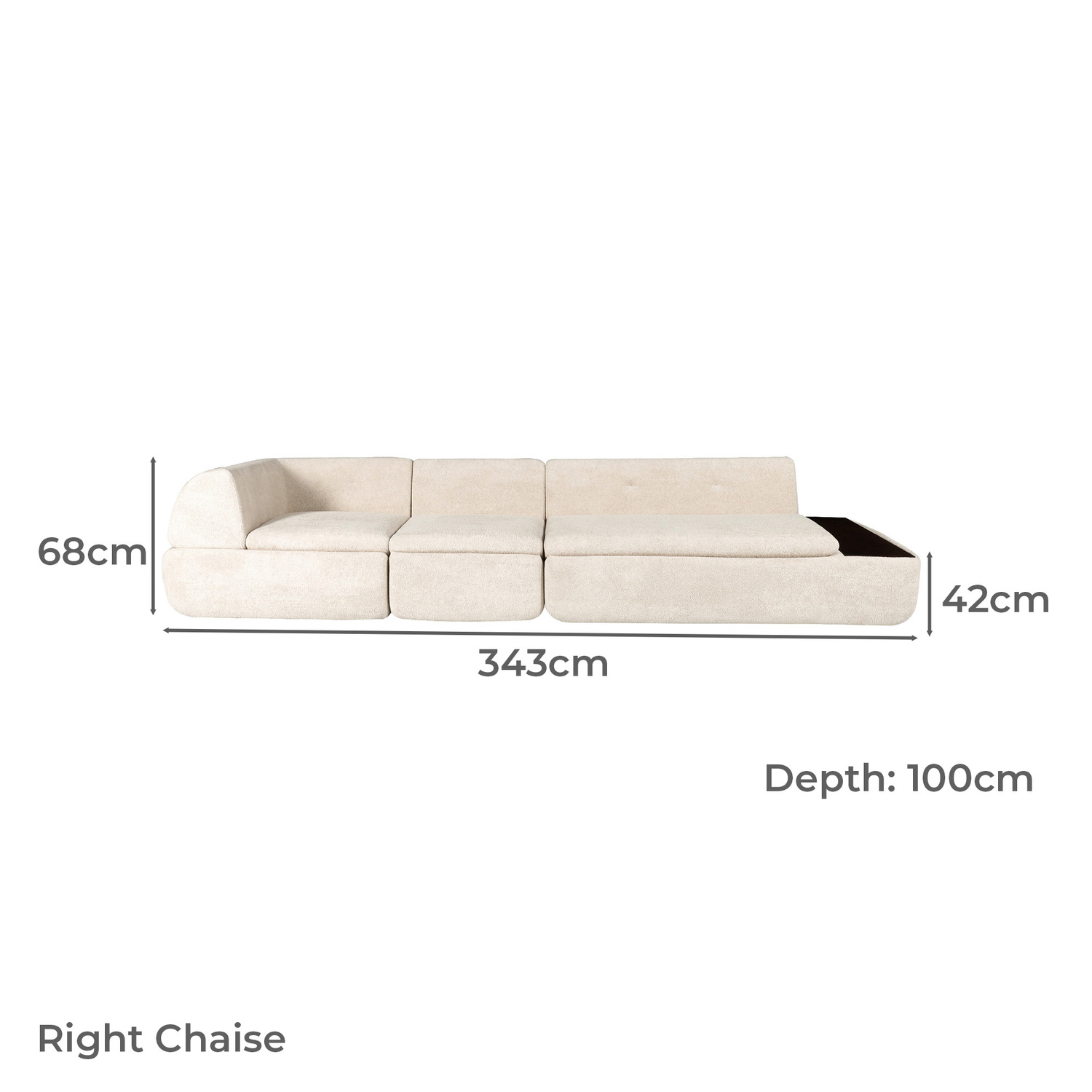 Layra 4 Seater Boucle Compressed Modular Sofa with Chaise