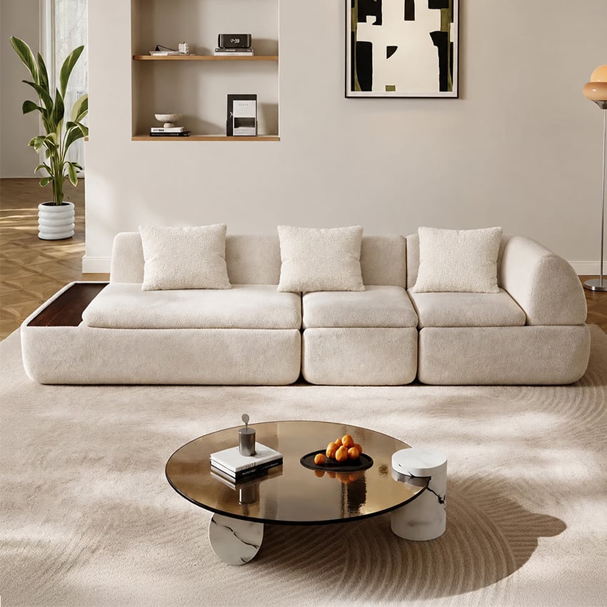 Layra 4 Seater Boucle Compressed Modular Sofa with Chaise