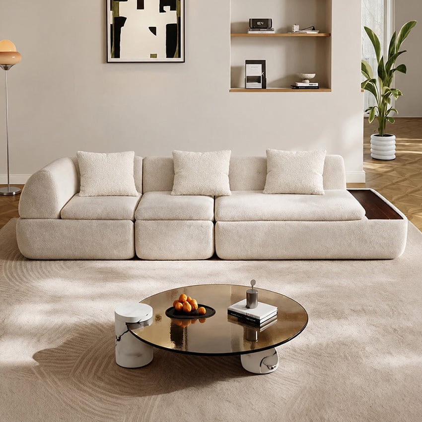 Layra 4 Seater Boucle Compressed Modular Sofa with Chaise
