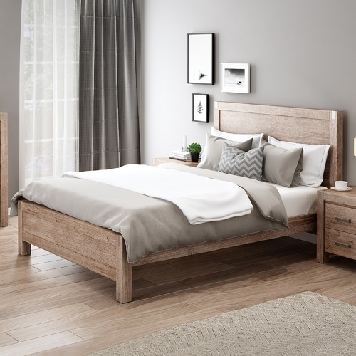 Southern Stylers Natural Belmont Acacia Wood Bed Frame | Temple & Webster