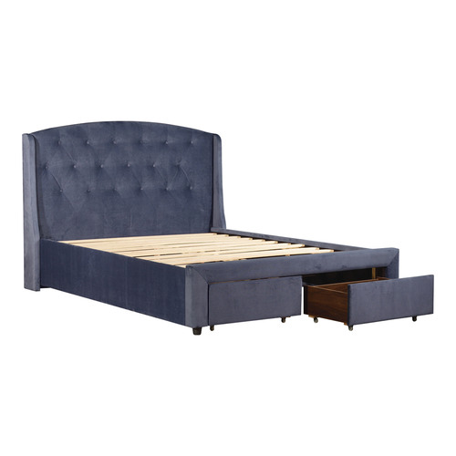 Southern Stylers Navy Stella Velvet Queen Storage Bed Frame Temple And Webster 