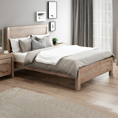 Natural Belmont Acacia Wood Bed Frame, Acacia Wood Queen Bed