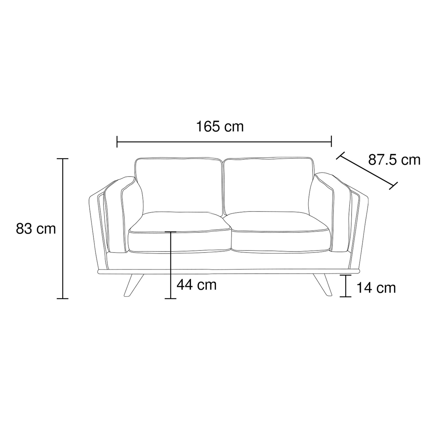 Modern Brooklyn 2 Seater Sofa