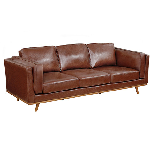 Brown Brooklyn Faux Leather 3 Seater Sofa