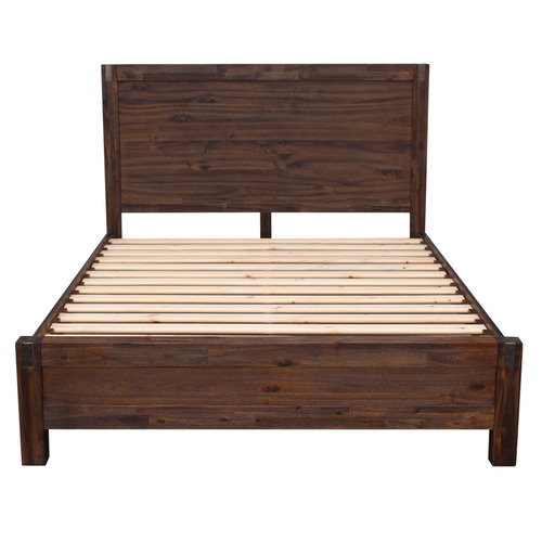 Walnut Belmont Acacia Wood Bed Frame | Temple & Webster