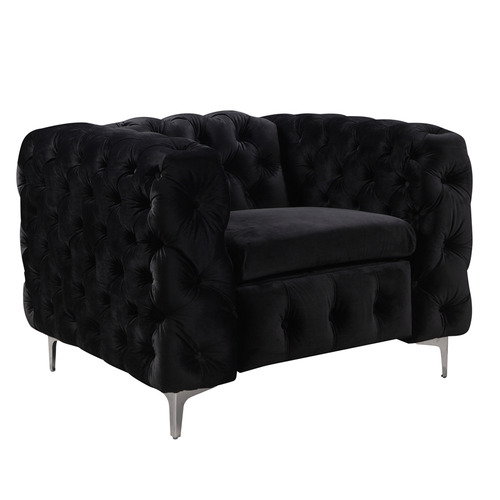 Black Eddard Velvet Armchair