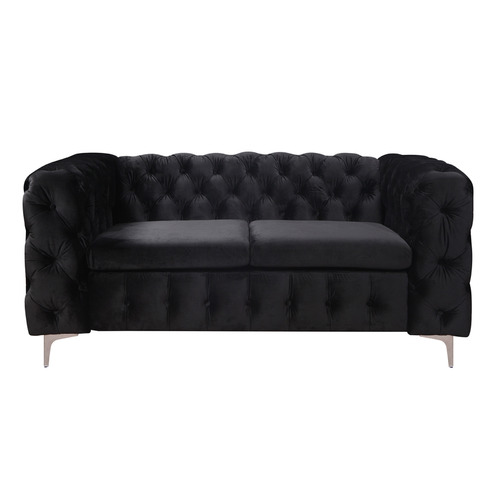 Southern Stylers Black Eddard 2 Seater Velvet Sofa | Temple & Webster