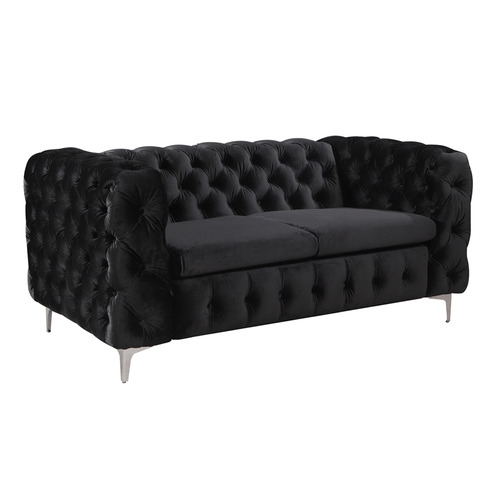 Southern Stylers Black Eddard 2 Seater Velvet Sofa | Temple & Webster