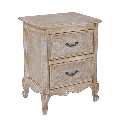 Southern Stylers Whitewashed Kora Oak Wood Bedside Table Temple And Webster 2243