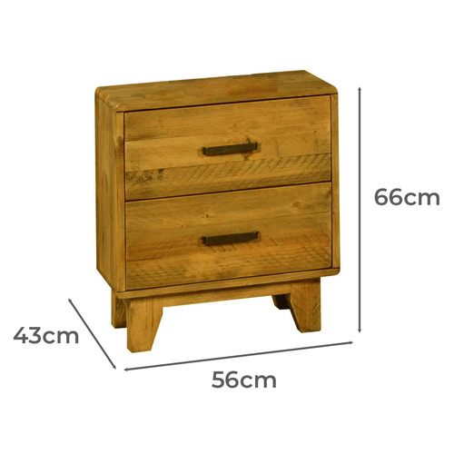 Ridge Pine Wood Bedside Table