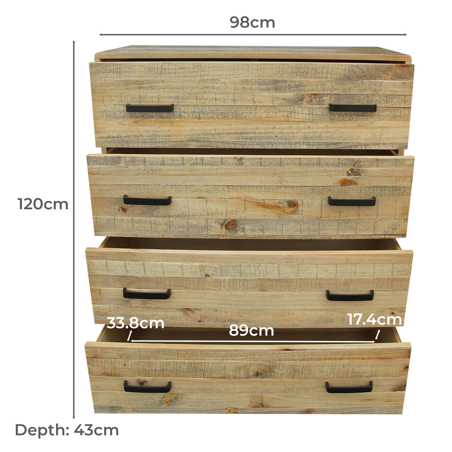 Kole 4 Drawer Tallboy
