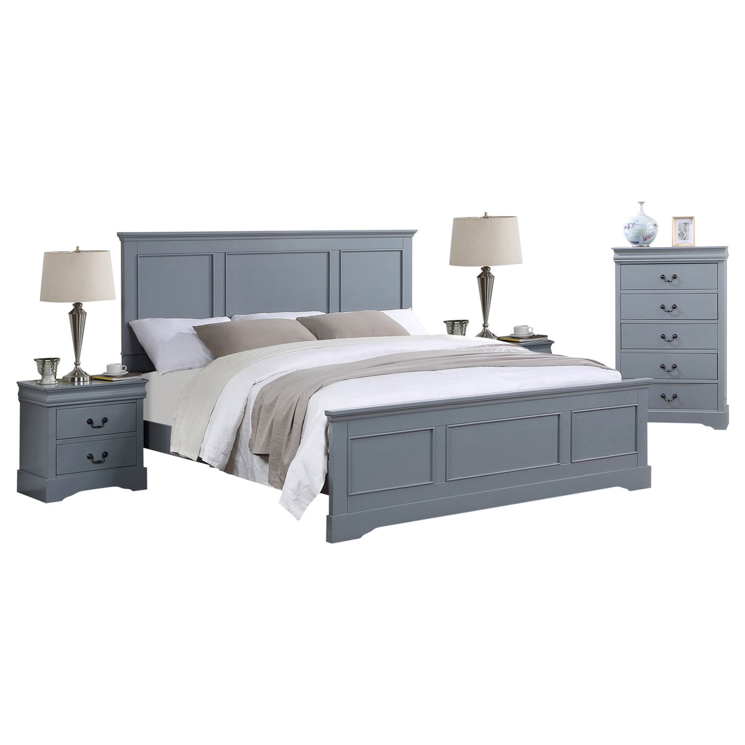 4 Piece Grey Caila Bedroom Set