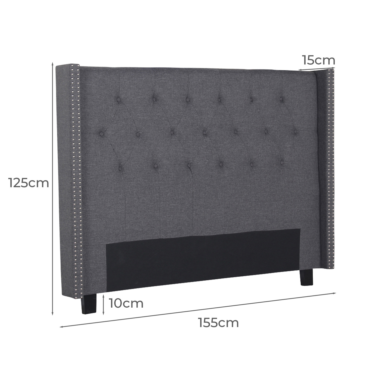 Charcoal Milano Queen Linen Headboard